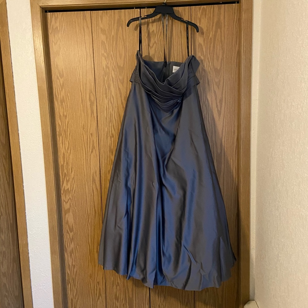 Plus size strapless Charcoal Ball Gown